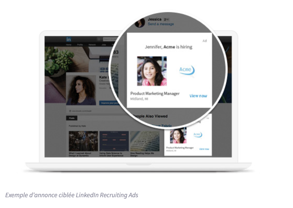 Exemple d'annonce ciblée Linkedin Recruiting Ads